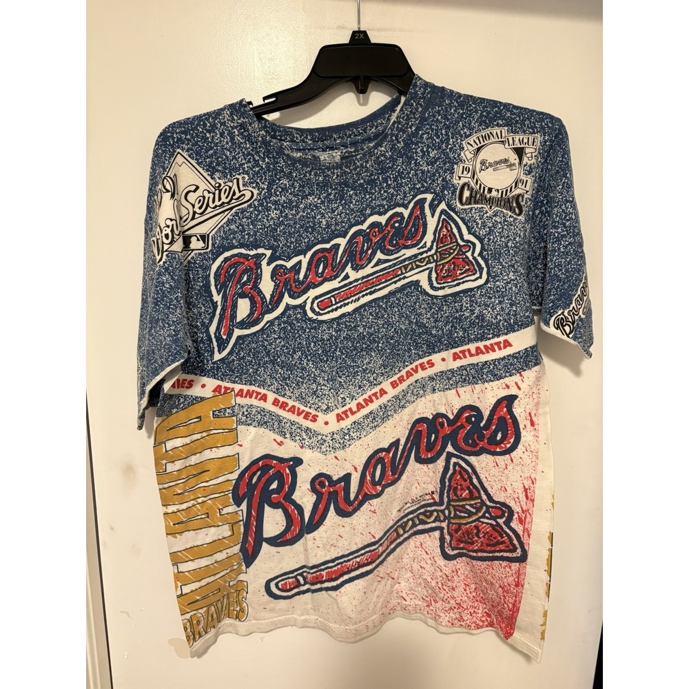 Vintage Atlanta Braves Aop T-shirt Size L